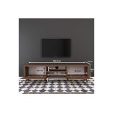 Mueble de TV en Nogal con 2 Cajones y Estantes - 180x35x48.5 cm con Patas de Madera.