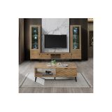 Mueble Mesa TV Roble Oscuro con 2 Puertas y Estante