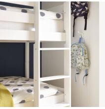 Litera Juvenil Convertible en Dos Camas Individuales, Madera Maciza de Pino, Escalera Reversible, Color Blanco, 97x207x140 cm