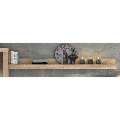 Mueble de Salón Moderno con Leds, Acabado en Cambria, 260x191 cm