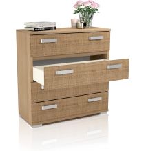 Cómoda 4 Cajones, Color Puccini - Textil, Medidas: 89 cm (Largo) x 89,6 cm (Alto) x 39,6 cm de (Fondo) - Meyvaser