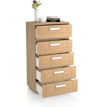 Sinfonier 5 Cajones, Cómoda, Color Puccini-Textil, Medidas: 60 cm (Largo) x 109,4 cm (Alto) x 39,6 cm de (Fondo) – Meyvaser