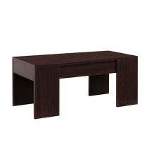 Mesa de Centro Elevable, Mesita de Salón o Comedor, Acabado en Color Wengue, Medidas: 90 cm (An) x 50 cm (Fon) x 46-57 cm (Al)