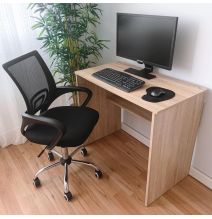 Mesa de Escritorio, Acabada en Cambrian, Mesa para Pc con balda interior, Medidas: 90 cm (Anc) x 49,5 cm (Fon) x 77 cm (Al)