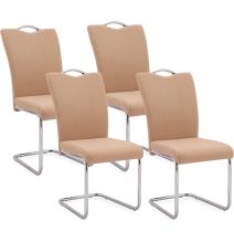 Pack de 4 Sillas Elegantes en Tejido Beige – Sillas para Comedor y Salón, Dimensiones: 44 x 61 x 98 cm.