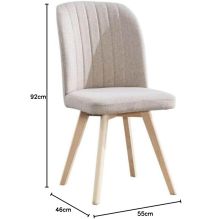 Pack 4 Sillas de Comedor Tapizada, Sillas de Salón Beig y Patas Color Haya, Medidas: Ancho: 46 cm x Fondo: 55 cm x Alto: 92 cm