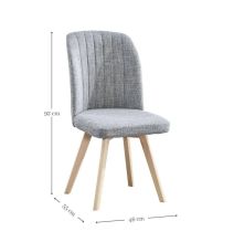 Pack 4 Sillas de Comedor, Sillas de Salón Color Gris y Patas Color Haya, Medidas: Ancho: 46 cm x Fondo: 55 cm x Alto: 92 cm