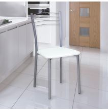 Pack de 4 Sillas Modernas para Cocina y Comedor – Metálicas Gris y Blanco, Dimensiones: 40 x 41 x 85 cm.