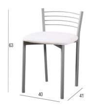 Pack de 4 Sillas de Cocina – Metálicas en Acabado Gris y Blanco, Medidas: 40 cm x 41 cm x 63 cm