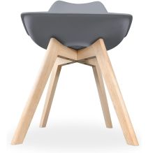 Pack de 4 Sillas para Comedor, Cocina o Salón – Simil Piel Gris y Madera, Medidas: 48 cm x 45 cm x 84 cm.