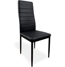 Pack de 6 Sillas Tapizadas para Salón, Color Negro y Patas Negras. Medidas: 39,5 cm (Anc) x 37,5 cm (Fon) x 96 cm