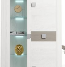 Mueble de Salón Moderno con Leds, Acabado en Andersen Pino -Gris, Medidas: 300 cm (Anc) x 200 cm (Al) 40 cm (Fon)