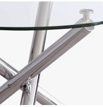 Mesa de Comedor Redonda | Tapa de Cristal y Pata Cromada | Diámetro 110 cm.