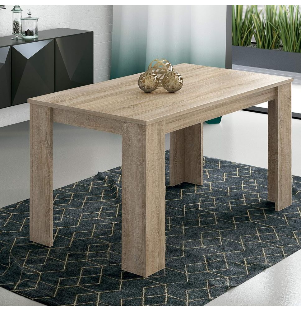 Mesa de Comedor, Mesa de Salón Fija, Color Cambria, Medidas: 140 cm (Largo) x 80 cm (Ancho) x 75 cm (Alto)