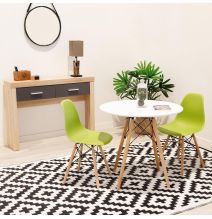 Mesa Redonda de Comedor o Cocina en Patas de Madera y Tapa Blanca – 80 cm de Diámetro y 75 cm de Alto.