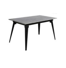 Mesa de Comedor Extensible Moderna – Acabado en Color Cemento y Patas Negro Mate | Ajustable de 140/180x 80x 75 cm