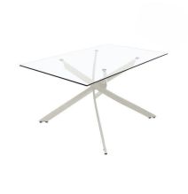Mesa de Comedor Fija | Tapa de Cristal y Patas Metálicas | Medidas: 140 x 90 x 76 cm (Largo x Ancho x Alto)