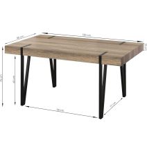 Mesa de Comedor o Cocina, MDF con Acabado Laminado Color Canyon | Patas Metálicas Negras | Medidas: 150 x 90 x 75 cm