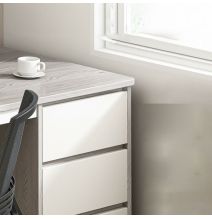 Meyvaser.com Ecommerce Company Escritorio de Oficina con 3 Cajones, MDF Gris y Blanco, 120x48x74cm - Moderno y Funcional