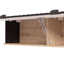 Composición de Salón en Melamina Aglomerada con Acabado Roble Artisan y Estructura Negra- Medidas 218x40x200 cm