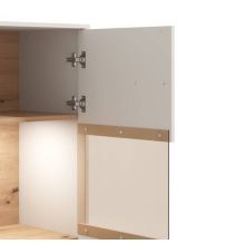 Vitrina Baja en Melamina Color Cashmere y Roble Artisan 2 Puertas Medidas 85,5x40x122,5 cm