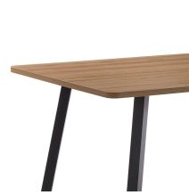 Mesa de Comedor Fija con Tapa de Melamina Color Roble y Estructura Metálica Negra Mate - Medidas 120x80x75 cm