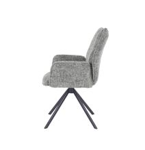 Juego de 2 Sillas con Brazos Tapizadas en Tela Musgo y Patas en Acabado Negro, Mecanismo Giratorio 180º-  Medidas 63x62x93 cm