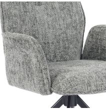 Juego de 2 Sillas con Brazos Tapizadas en Tela Musgo y Patas en Acabado Negro, Mecanismo Giratorio 180º-  Medidas 63x62x93 cm