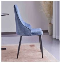 Juego de 4 Sillas Tapizadas en Tela Gris Repelente al Agua con Patas Metálicas en Acabado Negro - Medidas 96x56x40 cm