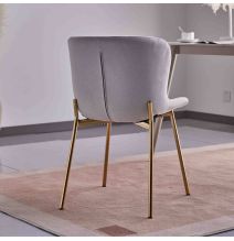 Juego de 4 Sillas con Estructura de Madera Tapizadas en Color Gris Claro y Patas Acabado Dorado - Medidas 50x54x81 cm