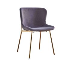 Juego de 4 Sillas con Estructura de Madera Tapizadas en Color Gris oscuro y Patas Acabado Dorado -Medidas 50x54x81 cm