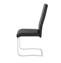 Pack de 4 Sillas Tapizadas en Símil Piel Negra con Pata de Tubo Ovalado en Acabado Cromo, Medidas 46x54x110 cm