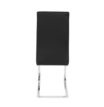 Pack de 4 Sillas Tapizadas en Símil Piel Negra con Pata de Tubo Ovalado en Acabado Cromo, Medidas 46x54x110 cm