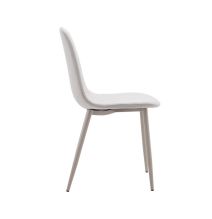 Pack de 4 Sillas con Estructura Tapizada en Tela Beige Claro, Patas Metálicas con Acabado en crema, Medidas 44x53x86 cm