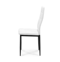 Pack de 4 Sillas Tapizadas en Tela Polipiel Blanca con Costuras Acolchadas, Patas Metálicas en Color Negro, Medidas 43x56x96 cm