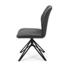 Pack de 2 Sillas con Respaldo y Asiento Tapizados en Tela Gris, Pata Metálica en Acabado Negro Mate, Medidas 62,5x52x93 cm