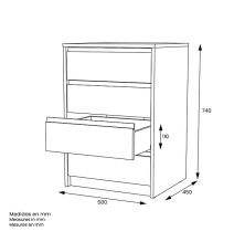 Cómoda Cajonera 4 cajones acabado en blanco. 74cm(alto) 50cm(ancho) 45cm(fondo)