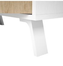 Aparador, Mueble Tv, Salón Comedor 4 Puertas, Armario Auxiliar Color Blanco y Roble, Medidas: 180x63x33,5 Cm