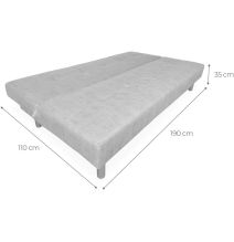 Sofá Cama 3 Plazas de Diseño Moderno, Estructura de Madera, Tapizado Color Cemento, 188x88x88 cm