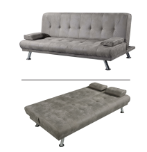 Sofá Cama 3 Plazas de Diseño Moderno con Cojines Decorativos, Estructura de Madera, Color Gris Cemento, 188x88x88 cm