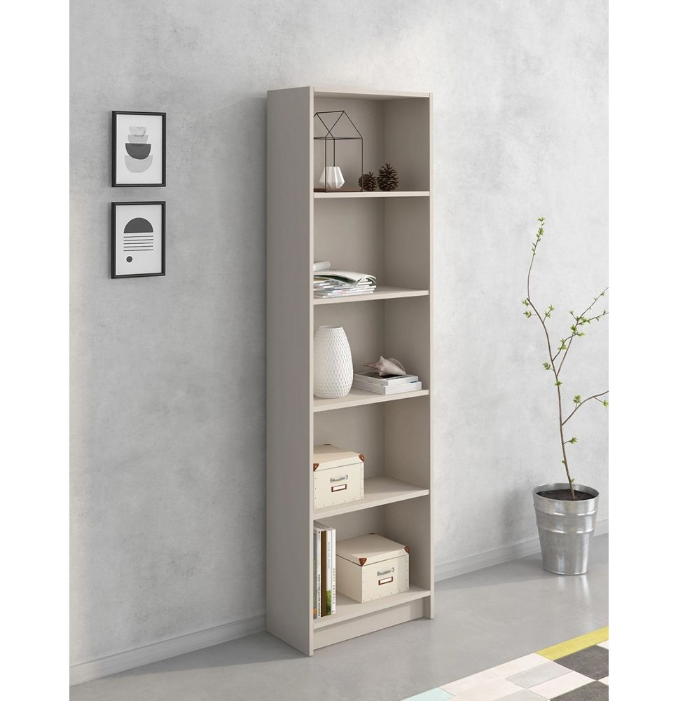 Meyvaser Librería Estantería con Cinco baldas en madera color Beige para salón 178,3x51,9x24,6 cm