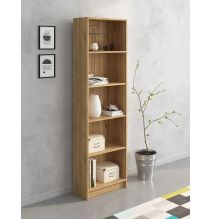 Meyvaser Librería Estantería con Cinco baldas en madera color Mauvella para salón 178,3x51,9x24,6 cm