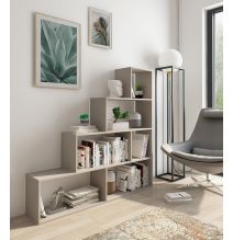 Meyvaser Librería Estantería con cuatro baldas Color Beige Tipo escalera de Madera 143,3x37,5-144,9x27,9 cm