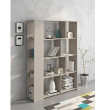 Estantería Decorativa, Librería, Separador Ambientes, Acabado en Color Beige, Medidas: 176 cm (Al) x 129 cm (Anc) x 33 cm (Fon)