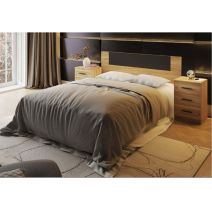 Conjunto Pack Cabecero y 2 Mesitas de Noche,Mesilla de noche 3 Cajones Color Mauvella, 160x45x1,6 cm (LargoxAltoxProfundo)