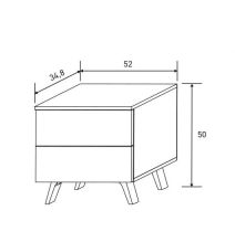 Meyvaser Mesita de noche 2 cajones Color Mauvella-rayas 52 cm (ancho) x 50 cm (alto) x 34,8 cm (fondo)