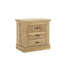 Pack de Muebles de Dormitorio Habitación Infantil con Cabecero, 1 Mesita de Noche 3 Cajones y Sinfonier en Color Mauvella Rayas